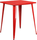 Flash Furniture Nolan Commercial Grade 31.5" Square Red Metal Indoor-Outdoor by FlashFurniture