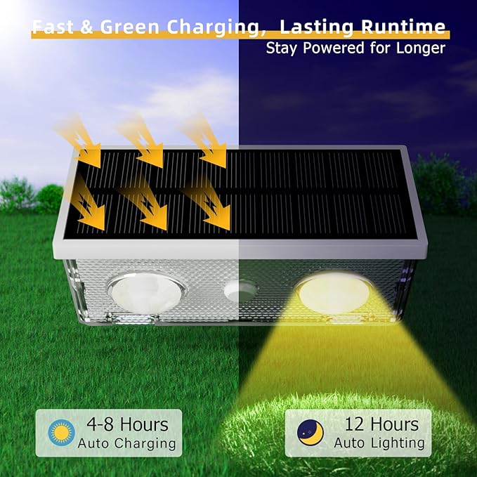 Solar Fence Lights Outdoor, 6 Pack Waterproof LED Warm & Cool White RGB Wall - Image 5