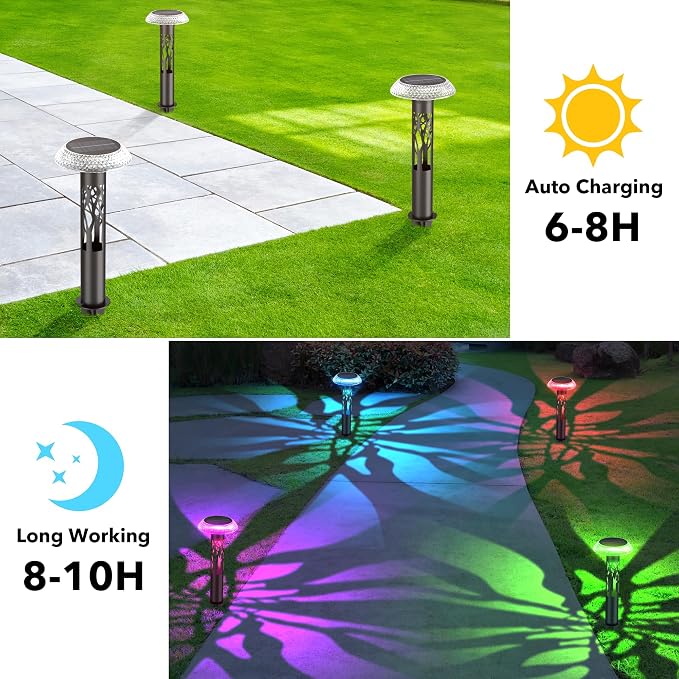 Large Solar Pathway Lights 6 Pack, 8 Modes Solar Lights Outdoor Landscape - Image 5