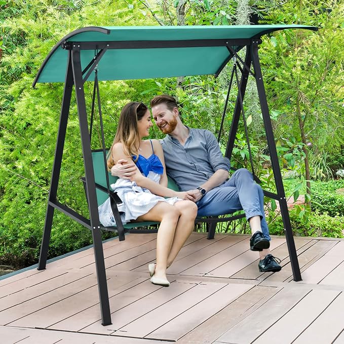 Tangkula 2-Person Patio Swing, Weather Resistant Porch Swing - Image 8