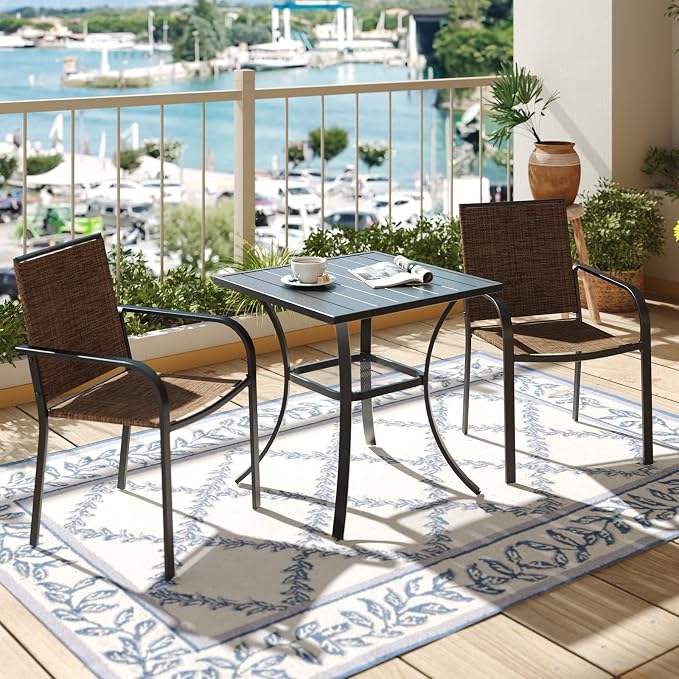 3-Piece Outdoor Dining Set, Small Metal Bistro Table - Image 2