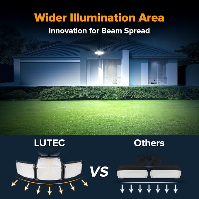 LUTEC 80W 9000LM LED Security Lights Motion Sensor Outdoor Lights, 4 Head LED - Image 7