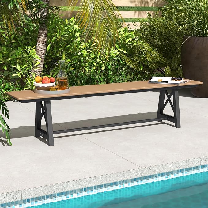 Tangkula 6 FT HDPE Outdoor Bench, Extra Long Patio Picnic Bench - Image 4
