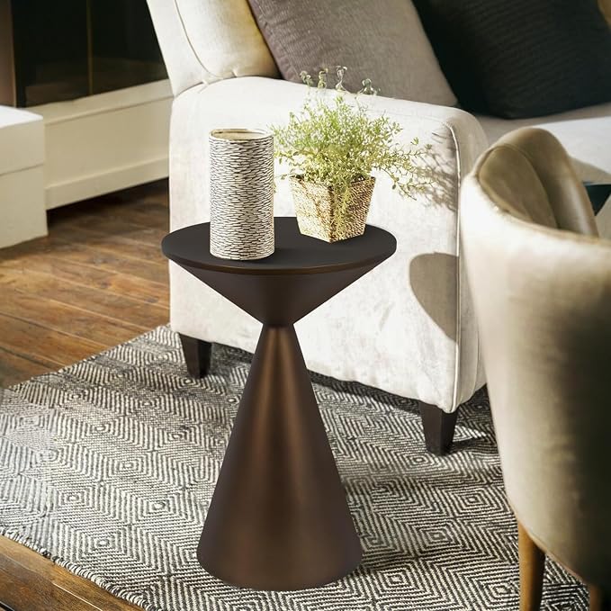 Small Drink Table, Round Martini Table, Drum End Table Side Table, Metal Accent - Image 6