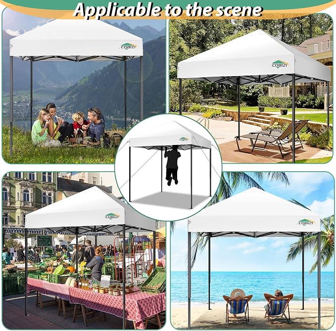 COBIZI 6.6x6.6ft Pop Up Canopy Tent, Heavy Duty Canopy Easy Set up All Weather - Image 2