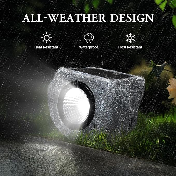 Solar Rock Lights Outdoor 2 Pack, Bright Solar Spotlights Outdoor Waterproof - Image 3