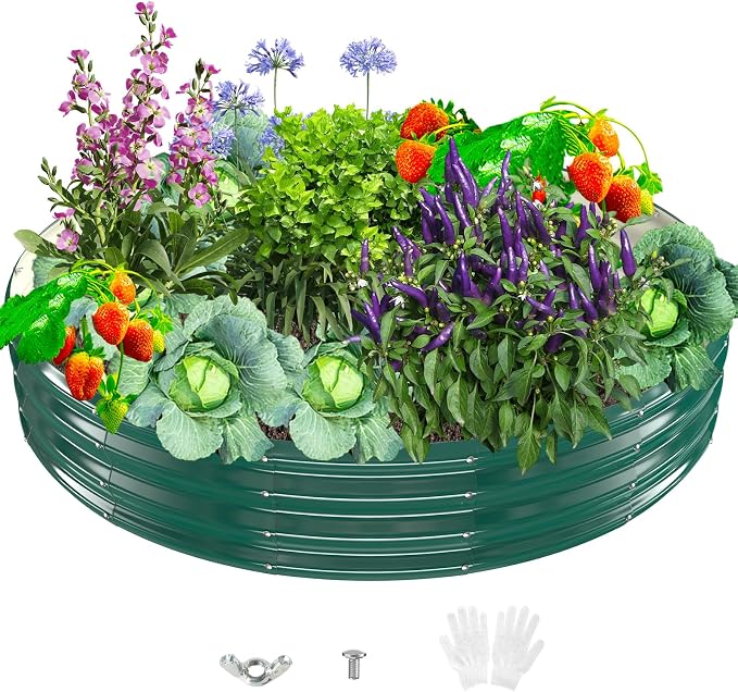 Durable Round Galvanized Steel Raised Garden Bed by zbzbml