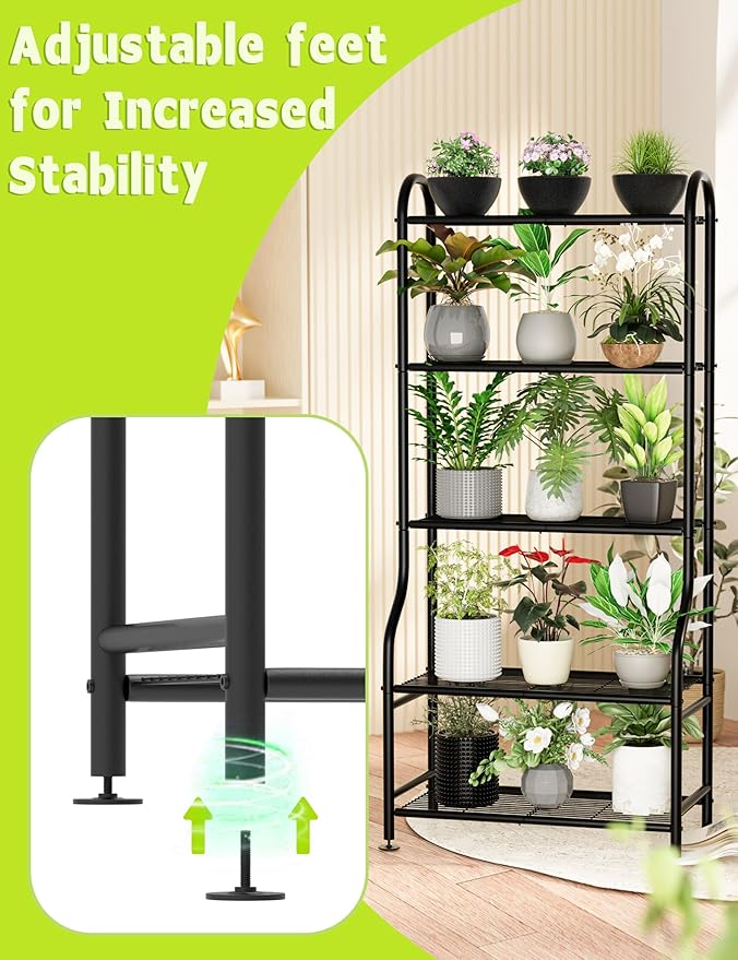 5-Tier Metal Plant Stand Indoor Outdoor, Waterproof Flower Stand - Image 2