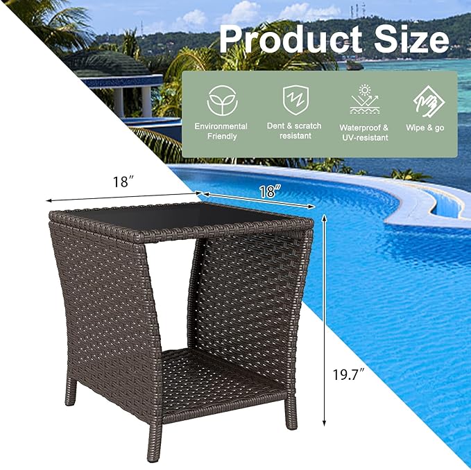 kinbor Outdoor Wicker Side Table - Image 2