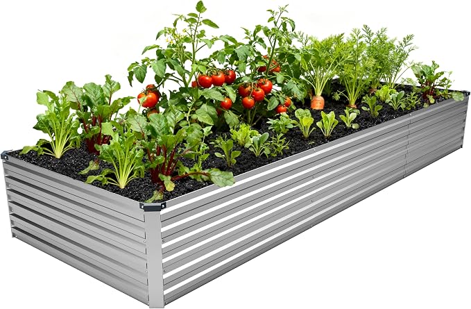 12x4x1.5FT Galvanized Raised Garden Bed, Vegetable Boxes-Rectangle Metal Flower by DIIYIV