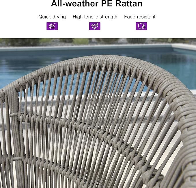 PURPLE LEAF Outdoor Counter Height Bar Stools Set of 2 Patio Metal Modern - Image 3