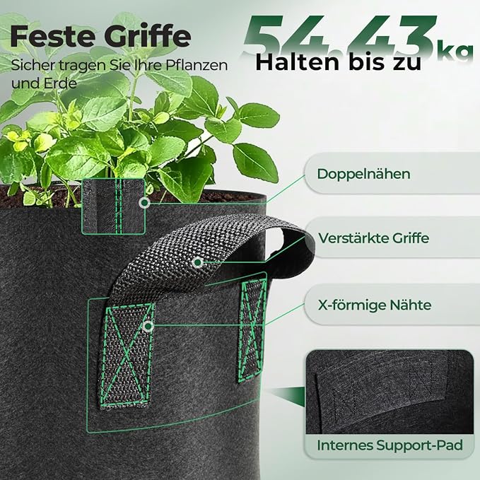 T4U 5 Gallon Grow Bags, Upgrade Grow Bags - Image 3