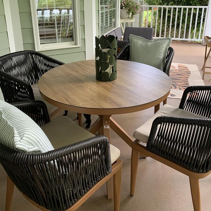 PURPLE LEAF 5 Pieces Round Outdoor Dining Set Patio Table and Chairs Set - Image 2