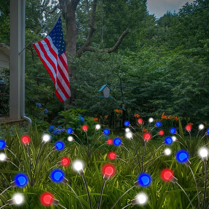 4th of July Decorations, 6 Pack Solar Firefly Lights Outdoor, 36 LED Waterproof - Image 4