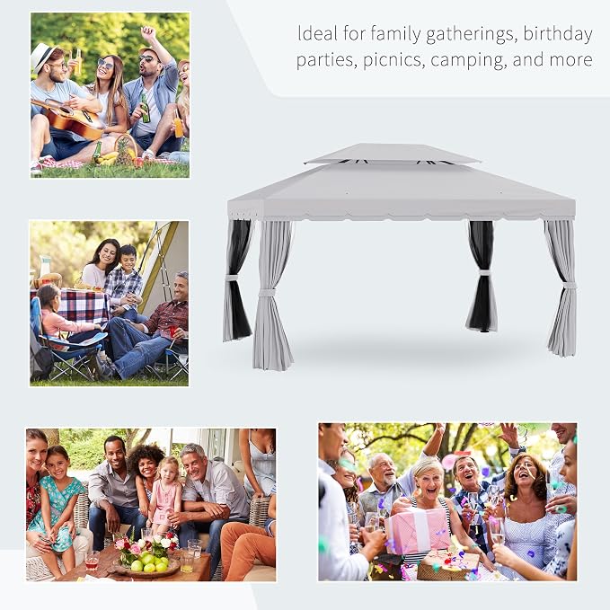 Outsunny 10' x 13' Patio Gazebo, Outdoor Gazebo Canopy Shelter - Image 6