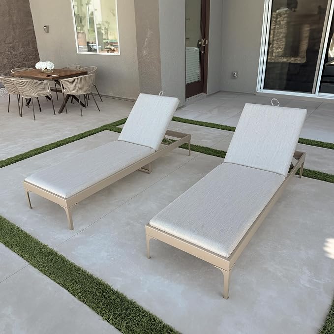 PURPLE LEAF Outdoor Chaise Lounge Set of 4 Aluminum Adjustable Patio Lounger - Image 2