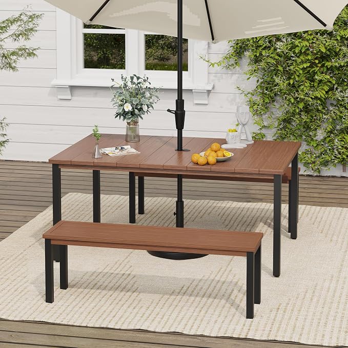 VICLLAX Outdoor Table for 6, Metal Patio Dining Table - Image 5