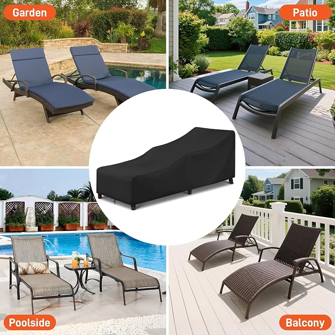 Arcedo Patio Lounge Chair Cover 2 Pack, Waterproof Outdoor Chaise Lounge Covers - Image 8