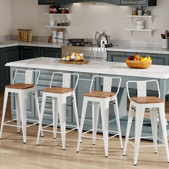 Changjie Furniture 30 Inch Bar Stools Set of 4 Industrial Metal Barstools Bar - Image 2