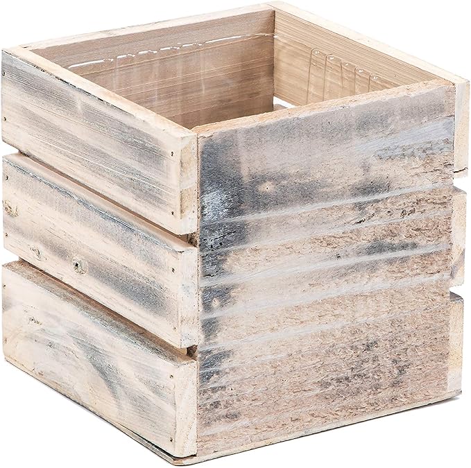 Wood Planter Box with Wine Crate Styled, 5 Inch Square, Plastic Liner, Garden - Image 2