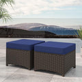 Patio Ottomans Set of 2, Outdoor 22" x 22" PE Wicker Ottoman by Welcome