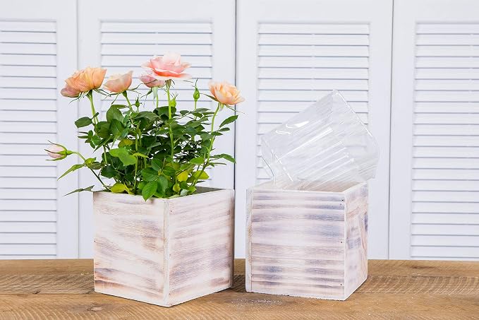 Wooden Planter Box, Rustic Whitewash - Image 4