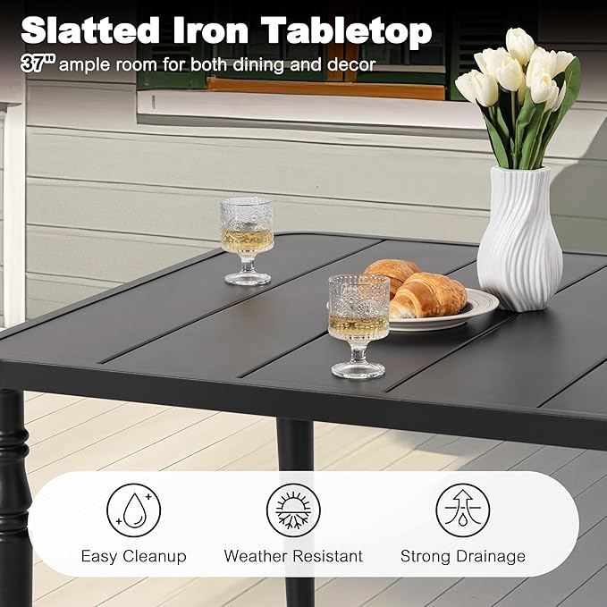 NUU GARDEN Outdoor 37” Dining Table, Square Metal Dining Table - Image 7