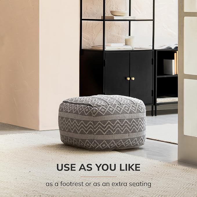 Anji Mountain 100% Handmade & Handcrafted Comfortable Home Décor Pouf Ottoman - Image 7
