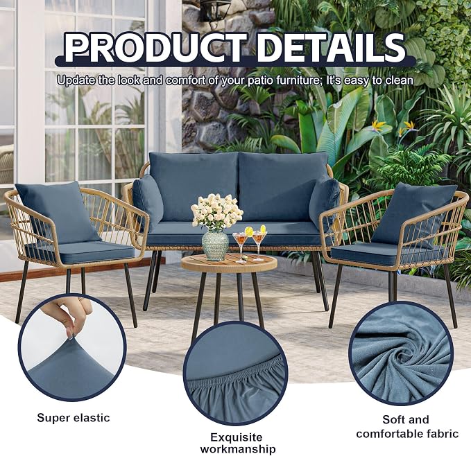 8Pcs Patio Cushion Covers, Outdoor Cushions Covers, Stretch Cushion Covers - Image 3
