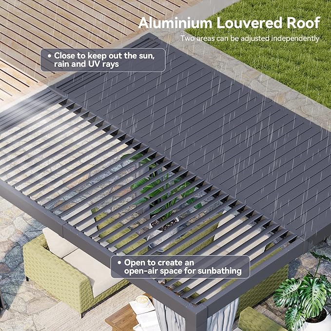 Aoxun Louvered Pergola 12' x 14' Outdoor Aluminum Pergola - Image 2