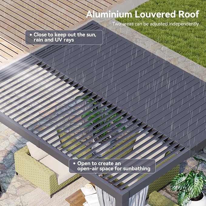 Aoxun Louvered Pergola 10' x 10' Outdoor Aluminum Pergola - Image 2