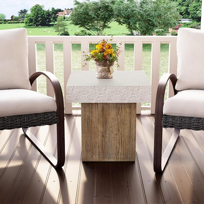 COSIEST Outdoor Medium Side Table, Patio Coffee Table, 19.7 inches Square MgO - Image 2