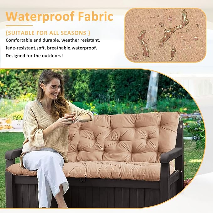 Swing Replacement Cushions for Outdoor: 2-3 Seater Waterproof Porch Bench - Image 6