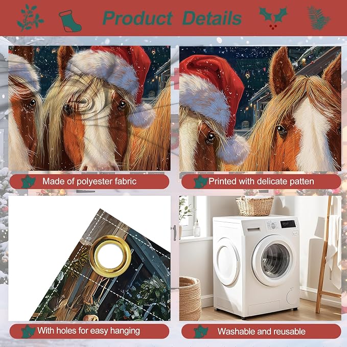 Christmas Garage Door Decorations 6x13FT, Three Horses - Image 3