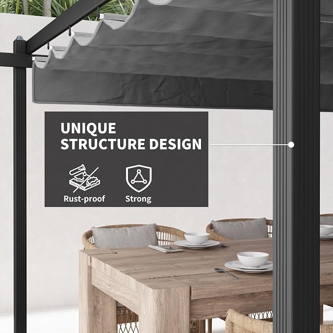 Outsunny 13' x 13' Retractable Pergola Canopy - Image 4
