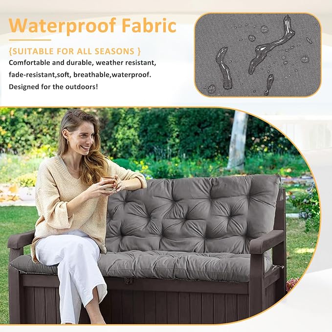Swing Replacement Cushions for Outdoor: 2-3 Seater Waterproof Porch Bench - Image 6