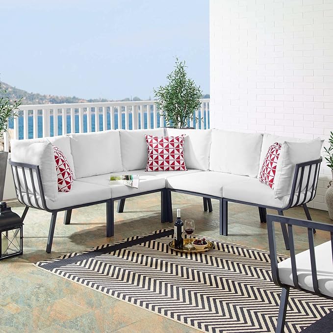 Modway Riverside Outdoor Patio Aluminum Sectional Set, 85. 5" L x 85. 5" W x - Image 2