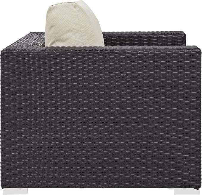 Modway Convene Wicker Rattan Outdoor Patio Armchair in Espresso Beige - Image 5
