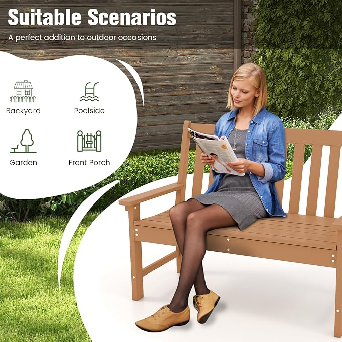 Tangkula HDPE Outdoor Garden Bench - Image 9