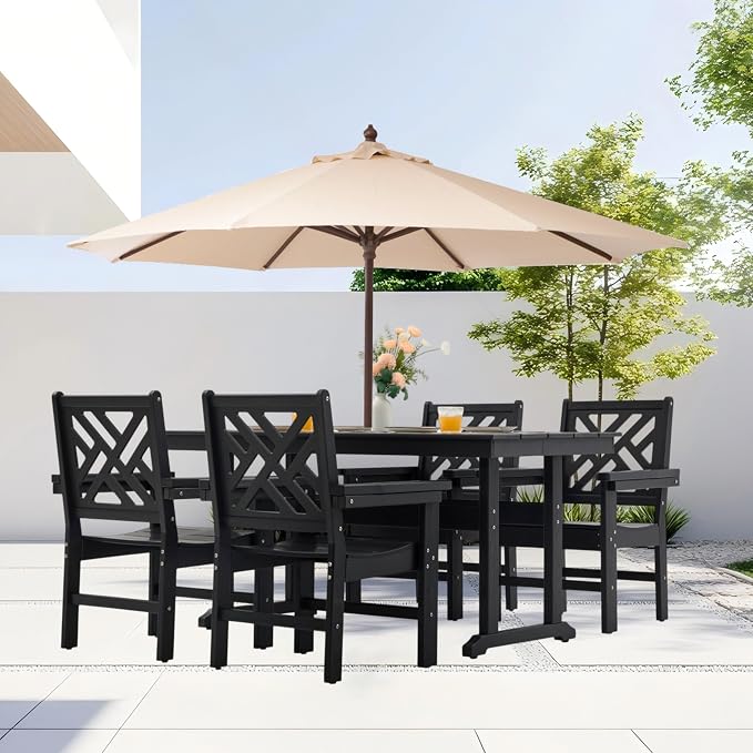 HDPE Dining Table Set for 4, 5-Piece Outdoor Table and Chairs Include 4 Dining - Image 6