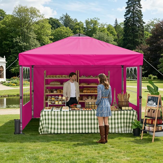Pop Up Canopy Tent with Sidewalls, 10x10ft 10 Person Party Tent One Push Setup - Image 8