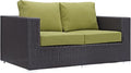 Modway Convene Wicker Rattan Outdoor Patio Loveseat in Espresso Peridot by Modway