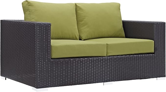 Modway Convene Wicker Rattan Outdoor Patio Loveseat in Espresso Peridot by Modway