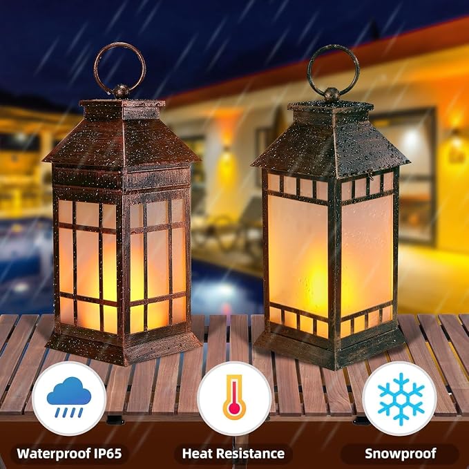 18'' Glass Solar Lantern Outdoor Waterproof, Large Hanging Solar Lanterns - Image 7