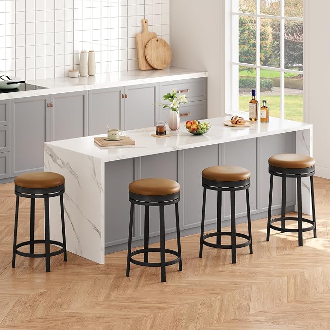 IDEALHOUSE 24'' Swivel Bar Stools Set of 4 - Image 3