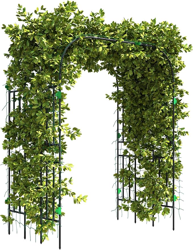 Outsunny Garden Arch Trellis, 8 FT Tall Metal Plant Trellis Support by Outsunny