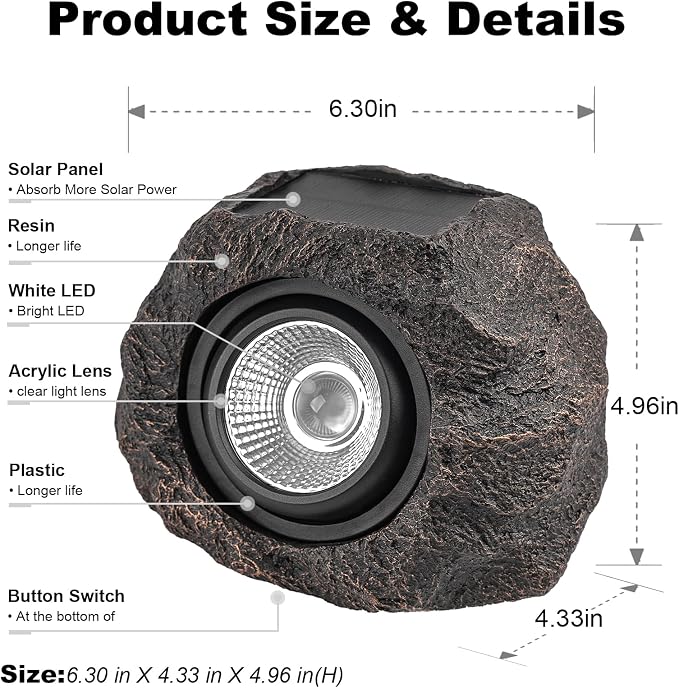 Solar Rock Lights Outdoor Garden Waterproof - Image 9