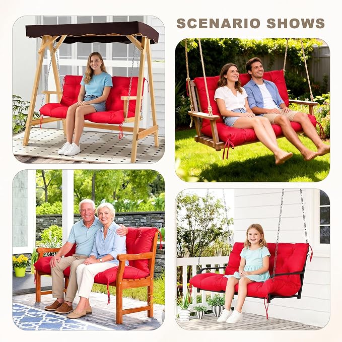 Porch Swing Cushion with Backrest, Waterproof Bench Cushion - Image 7