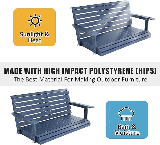 Poly Lumber 2-Seat Porch Swing, HIPS 4.5-Feet Bench Swing - Image 4