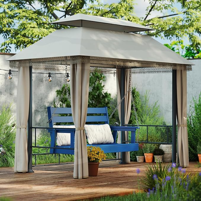 IVY&LANE Outdoor Porch Swing | HDPE Plastic | 2-Person | Hanging Bench Swings | - Image 5